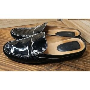 Cole Haan Women Sz 8.5B Patent Leather Black Mule Loafers‎ Career #441